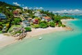 Tropical beach with luxury villas and turquoise ocean in Brazil. Aerial view Royalty Free Stock Photo