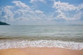 Tropical beach Natural background for summer vacation. Panorama Photo Turquoise ocean water and blue sky with clouds in sunny day. Royalty Free Stock Photo