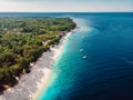 Tropical beach and ocean. Aerial view. Paradise place at Gili islands Royalty Free Stock Photo