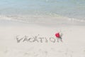 Tropical beach and ocean with message written on the sand Royalty Free Stock Photo