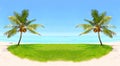 Tropical beach and palm tree. Royalty Free Stock Photo