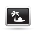 Tropical beach with palm tree icon on the button Royalty Free Stock Photo