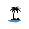 Tropical beach and palm tree logo design. Royalty Free Stock Photo