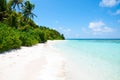 Tropical beach with palm trees, Maldives