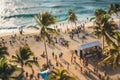 Tropical beach paradise, sandy coast, blue ocean, summer vacation destination. Aerial view of Royalty Free Stock Photo