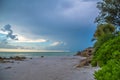 Tropical beach paradise before the storm at sunset. Siesta Key beach, Sarasota, Florida