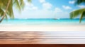 Tropical Beach Paradise on White Wooden Table , Summer Background Royalty Free Stock Photo