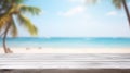 Tropical Beach Paradise on White Wooden Table , Summer Background Royalty Free Stock Photo