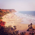 Tropical beach and peaceful ocean - vintage filter. Royalty Free Stock Photo