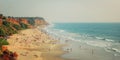 Tropical beach and peaceful ocean - vintage filter. Varkala, India. Royalty Free Stock Photo