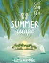 Tropical beach poster, Summer Escape.