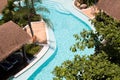 Tropical beach resort hotel swimming pool Royalty Free Stock Photo