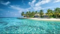 Tropical Beach Resort Scenic Maldives Tahiti Fiji Chrystal Blue Water Pure White Sand Royalty Free Stock Photo