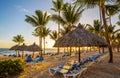 Tropical Beach Resort at Sunrise in Punta Cana, Dominican Republic. Royalty Free Stock Photo