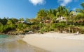 Tropical beach in Saint Lucia Caribbean, white tropical beach at a luxury resort in St Lucia