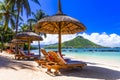 Tropical beach scenery . vacation in paradise island Mauritius, Flic en Flac beach Royalty Free Stock Photo