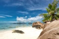 Tropical beach Source D`Argent at Seychelles, La Digue island. Royalty Free Stock Photo