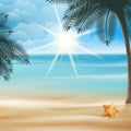 Tropical beach with Starfish design template.