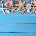 Tropical beach summer starfish background border top edge Royalty Free Stock Photo