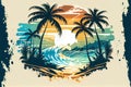 Tropical beach in summer vacation graphic, fun happy and party design