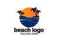 Tropical Beach, Sunrise and Sunset Logo Designs Inspiration.