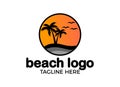 Tropical Beach, Sunrise and Sunset Logo Designs Inspiration.