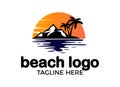 Tropical Beach, Sunrise and Sunset Logo Designs Inspiration.