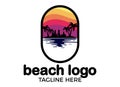 Tropical Beach, Sunrise and Sunset Logo Designs Inspiration.