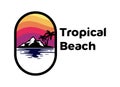 Tropical Beach, Sunrise and Sunset Logo Designs Inspiration.