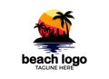 Tropical Beach, Sunrise and Sunset Logo Designs Inspiration.