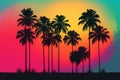 Tropical beach at sunset. Created with generative Ai technology. Royalty Free Stock Photo