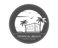 Tropical beach. Template for logo, sticker, stickers and labels, for websites and applications Royalty Free Stock Photo