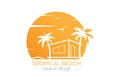 Tropical beach. Template for logo, sticker, stickers and labels, for websites and applications Royalty Free Stock Photo