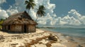 Tropical beach with thatched house on Mozambique