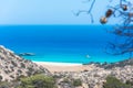 The tropical beach of Tripiti at the southern point of Gavdos island and Europe too, with the famous giant wooden chair.