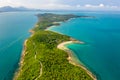 Tropical beach with turquoise ocean in paradise island. Aerial view