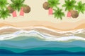 Tropical beach vector illustration. Sand and soft waves