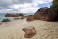 Tropical beach view at Anse Lazio, Seychelles Royalty Free Stock Photo