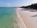 Tropical beach with white sand Bordered with torquoise Ocean in Zanzibar, Paje beach. Tanzania