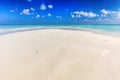 Tropical beach with white sand and clear turquoise ocean. Maldives Royalty Free Stock Photo