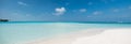 Tropical Beach with White Sand. Maldives Panorama Royalty Free Stock Photo