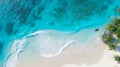 Tropical beach with white sand, palm trees and sea blue water, aerial top view, generative AI Royalty Free Stock Photo