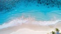 Tropical beach with white sand and sea blue water, aerial top view, generative AI Royalty Free Stock Photo
