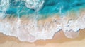 Tropical beach with white sand and sea blue water, aerial top view, generative AI Royalty Free Stock Photo