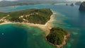 Tropical beach with white sand, view from above. Royalty Free Stock Photo