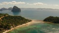 Tropical beach with white sand, view from above. Royalty Free Stock Photo