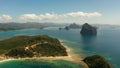 Tropical beach with white sand, view from above. Royalty Free Stock Photo