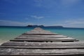 Tropical beach and wooden pier, Koh Rong island, Cambodia