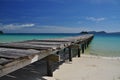 Tropical beach and wooden pier, Koh Rong island, Cambodia