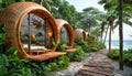 Tropical Beachfront Geo-Domes on a beachfront. Eco-friendly igloo hotel